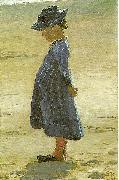 Peter Severin Kroyer en lille pice staende pa skagens strand France oil painting artist